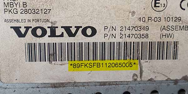 Volvo truck radio serial